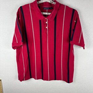 VINTAGE 90's BASIC EDITIONS POLO SHIRT, VERTICAL STRIPED, SHORT SLEEVE, SIZE 2X